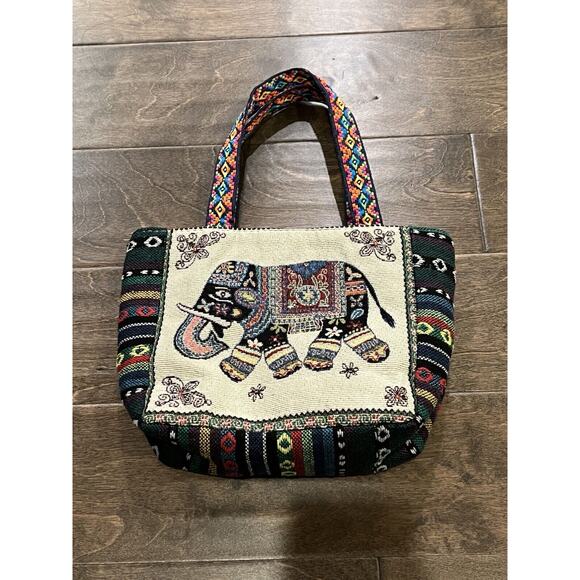 Thailand Elephant HandBag Elephant Tapestry Style Hippie Handbag - Picture 3 of 9